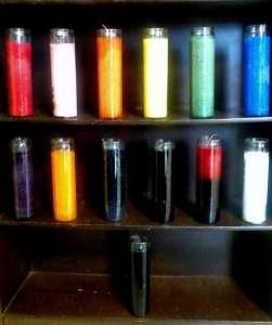 Glass Novena Candles; 7 Day Candle at Conjure Work, spell herbs, oils, powders, tarot readings