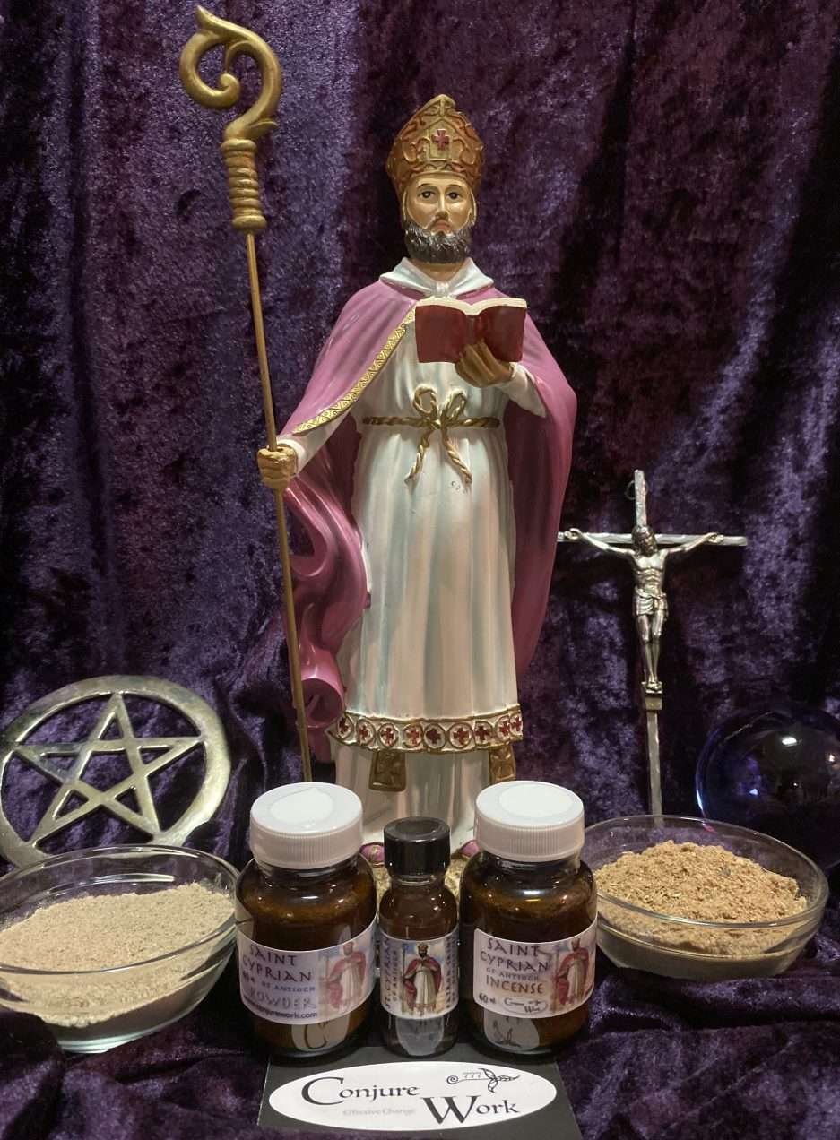 Saint Cyprian of Antioch, oil, powder, incense, Conjure Work, sorcery supplies