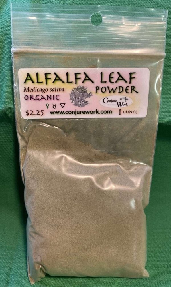 Alfalfa Leaf Powder, Medicago sativa, sorcery, Conjure Work, herbs, magick, Golden Dawn, Solomonic, Wicca, astrology