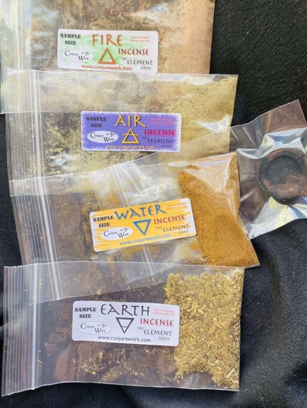 Elemental Incense Sampler pack, Fire, Water, Air, Earth, Conjure Work