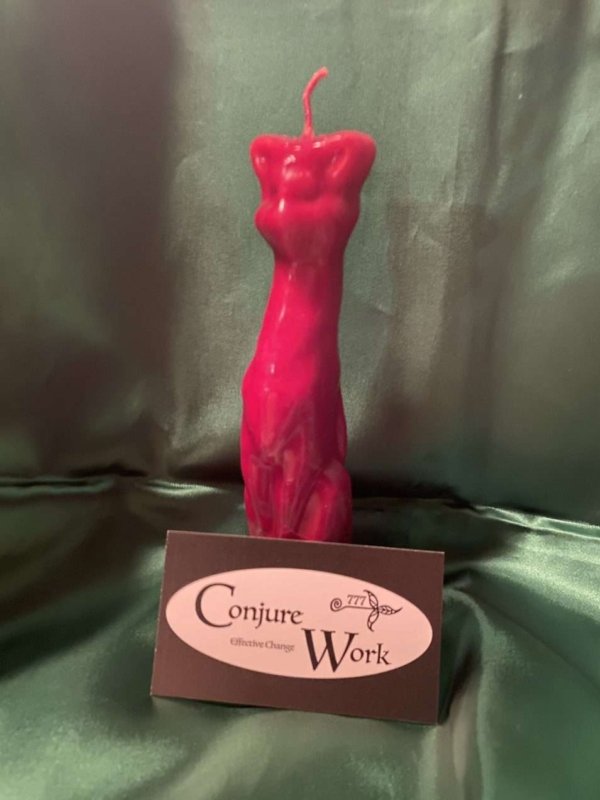 cat candle, red - ritual, spell candles for magick